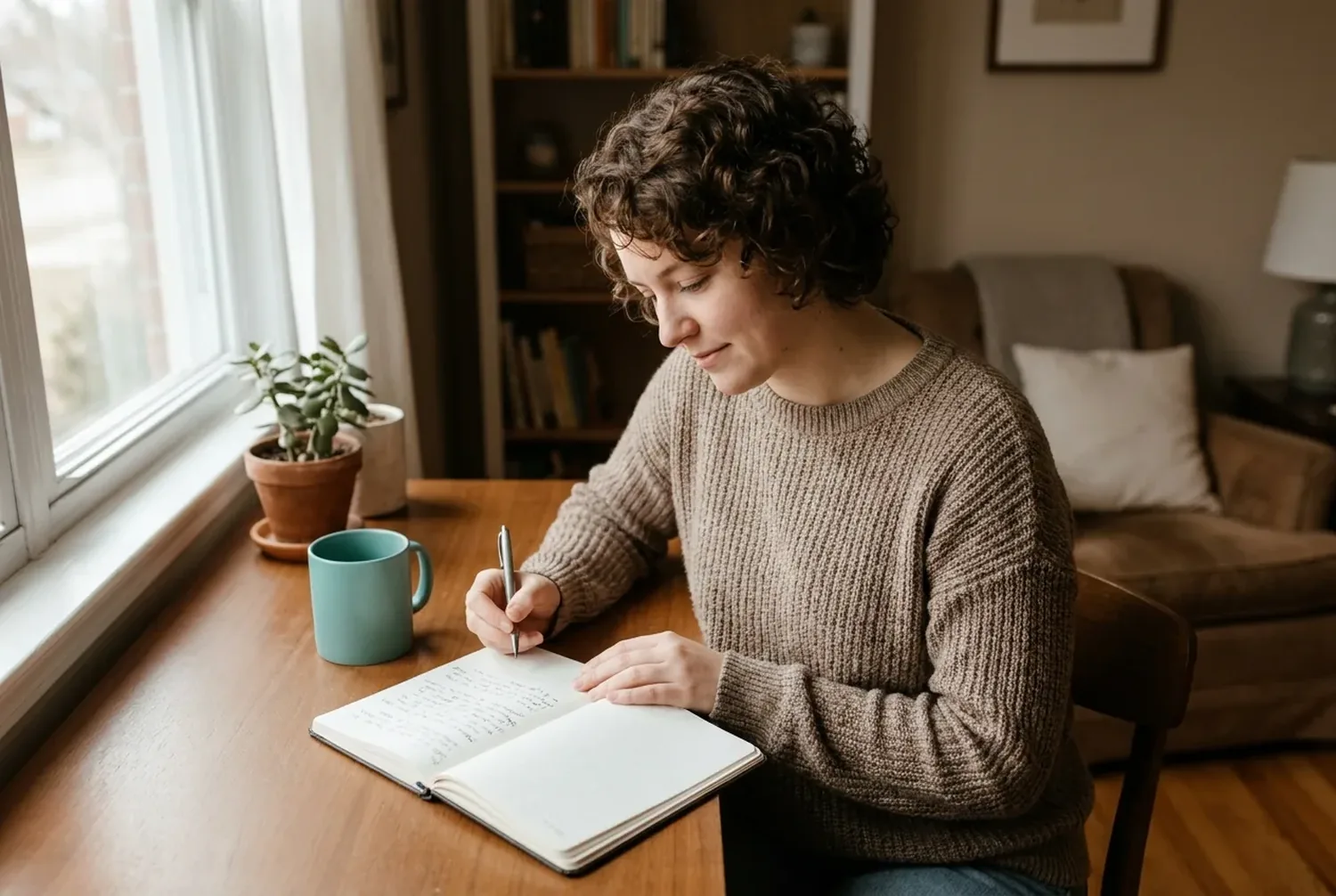 A person at a desk thoughtfully comparing online psychiatry options A person at a desk thoughtfully comparing online psychiatry options