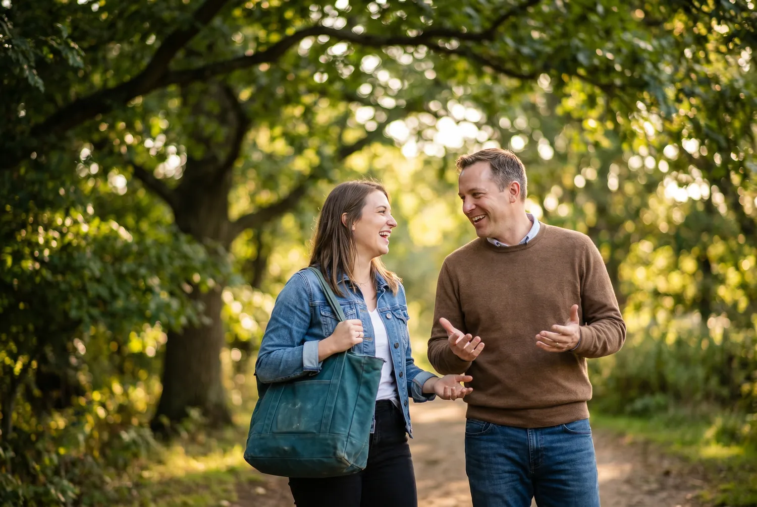 Two adults walking and talking on a park path, reflecting the collaborative way mental health treatment decisions are made Two adults walking and talking on a park path, reflecting the collaborative way mental health treatment decisions are made