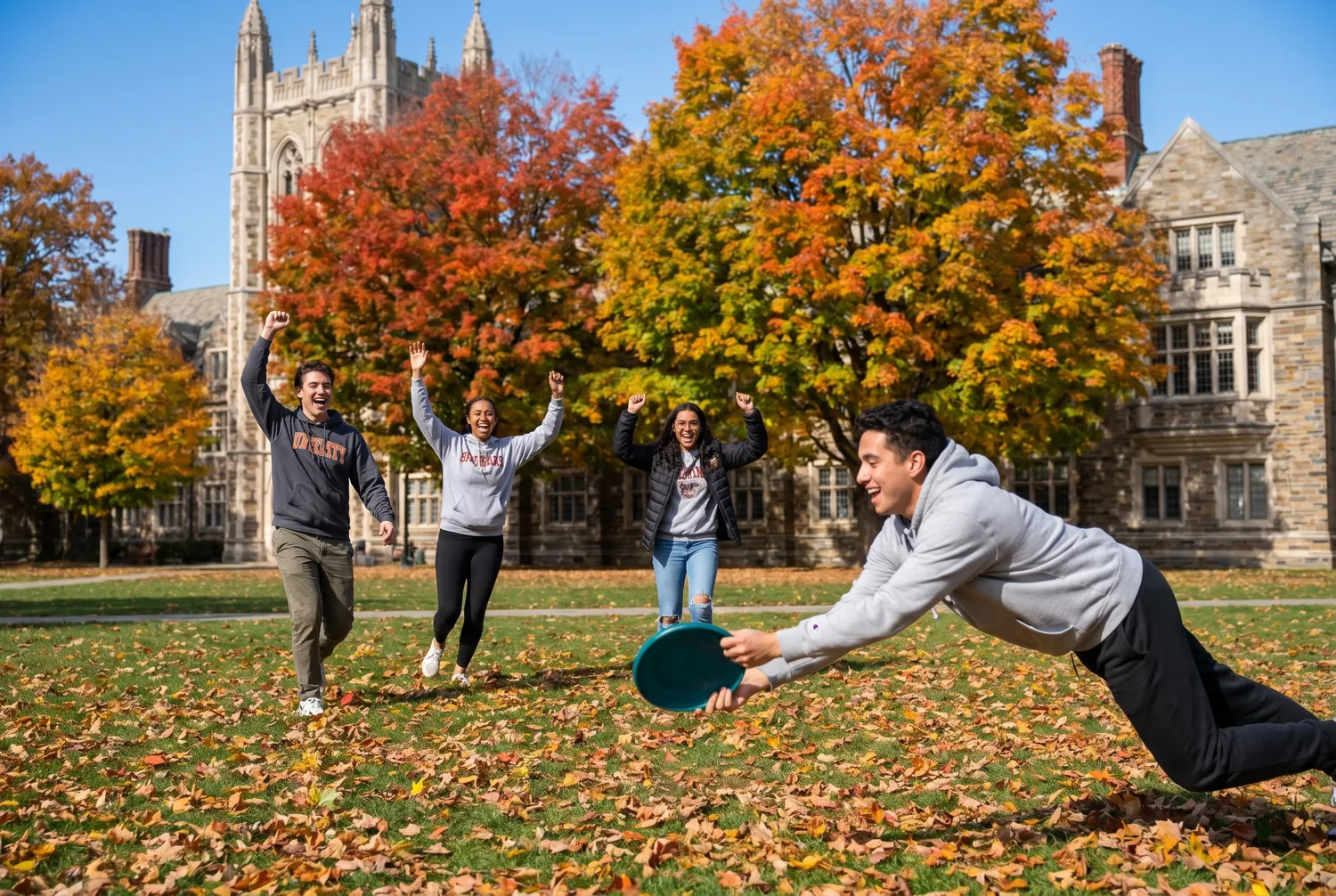 Frisbee on a limestone campus lawn in fall in Bloomington Frisbee on a limestone campus lawn in fall in Bloomington