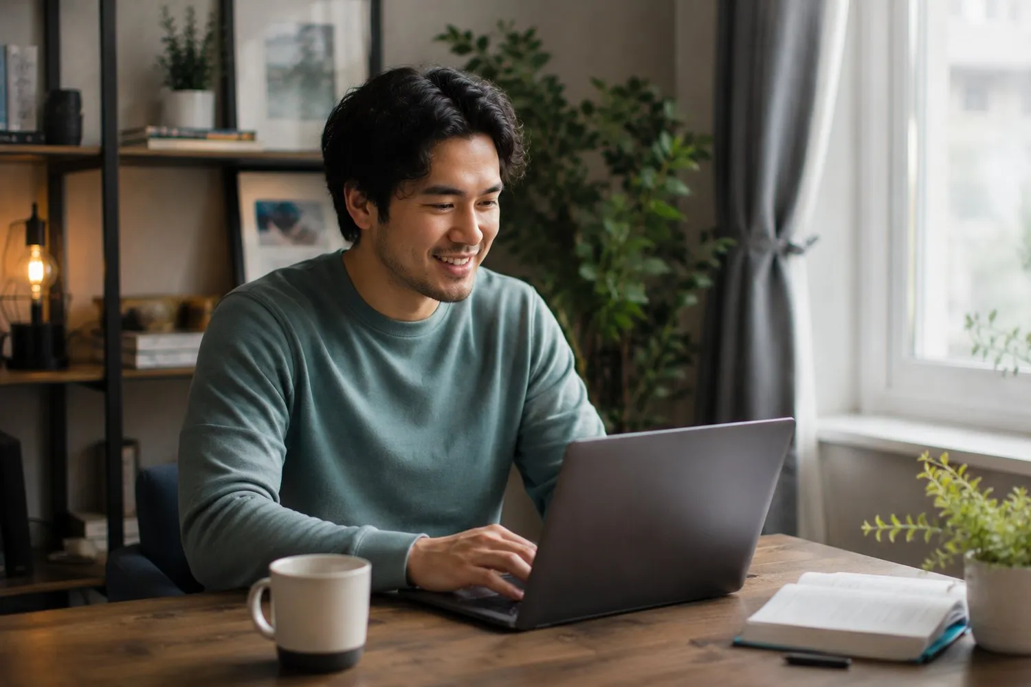an adult and a clinician talking calmly over a video call at home
