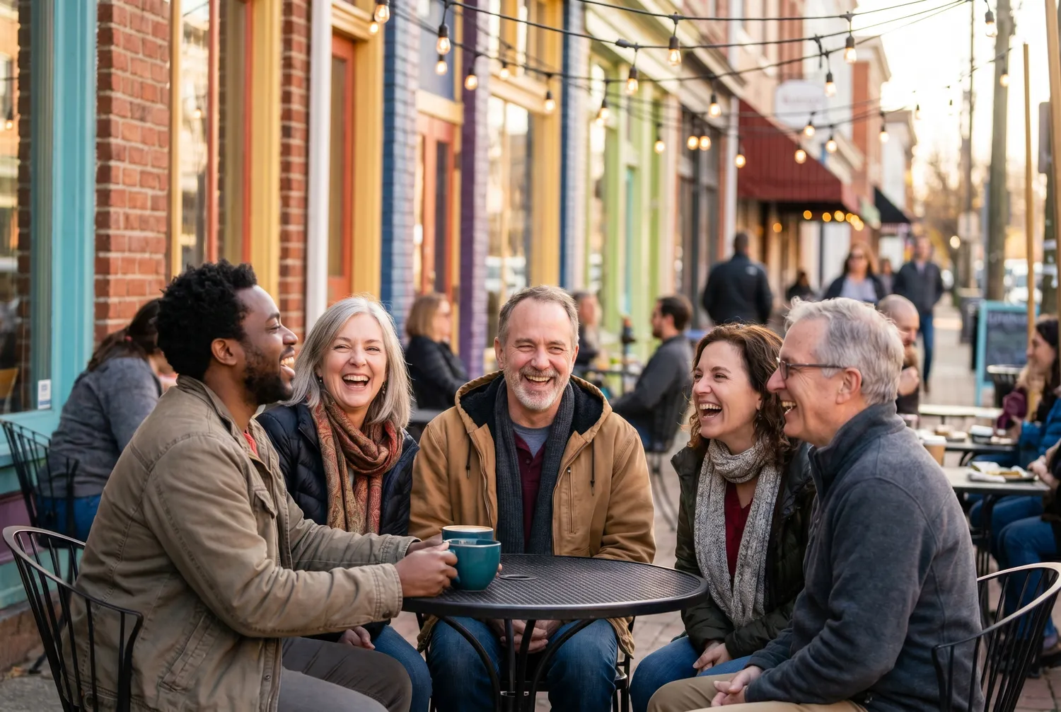 Coffee at a Carytown sidewalk cafe in Richmond, Virginia