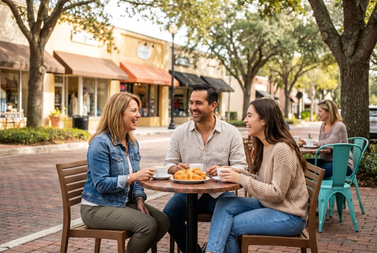 Cafe tables on Park Avenue in Winter Park, Florida